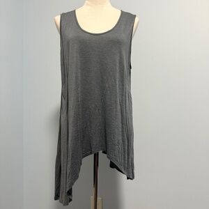 EILEEN FISHER Tank Top 1X Silk/Cotton Tunic Scoop Neck Asymmetric Shell Gray